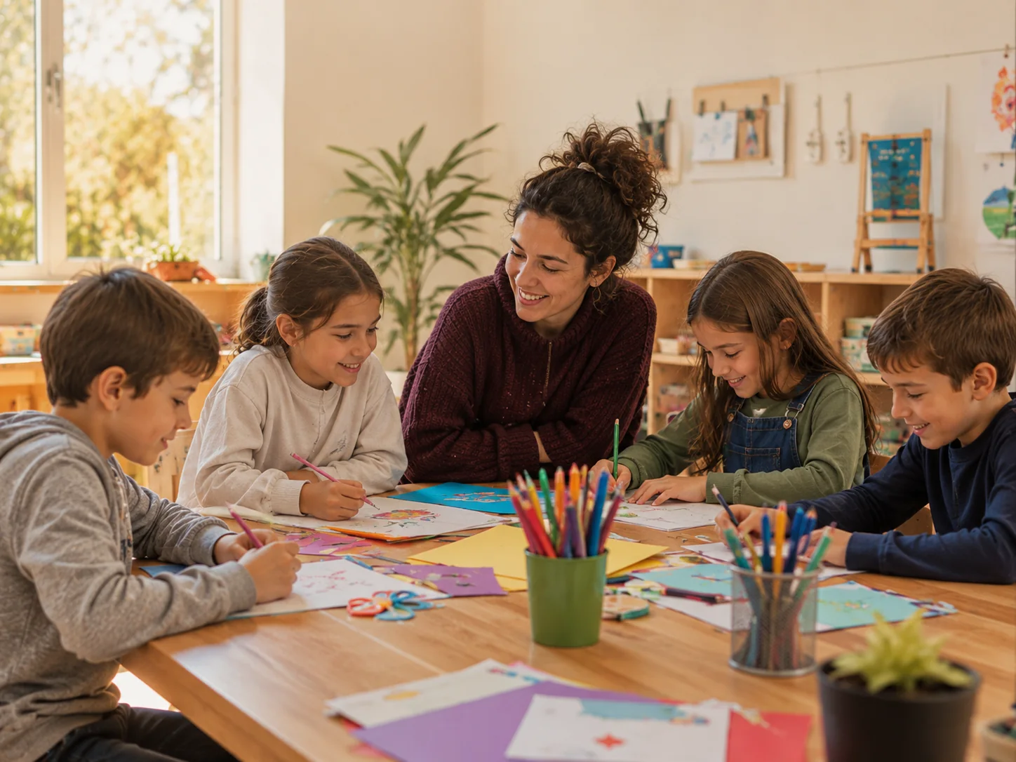 Infants participant en una activitat creativa d’Espai Petit Lleure durant el curs