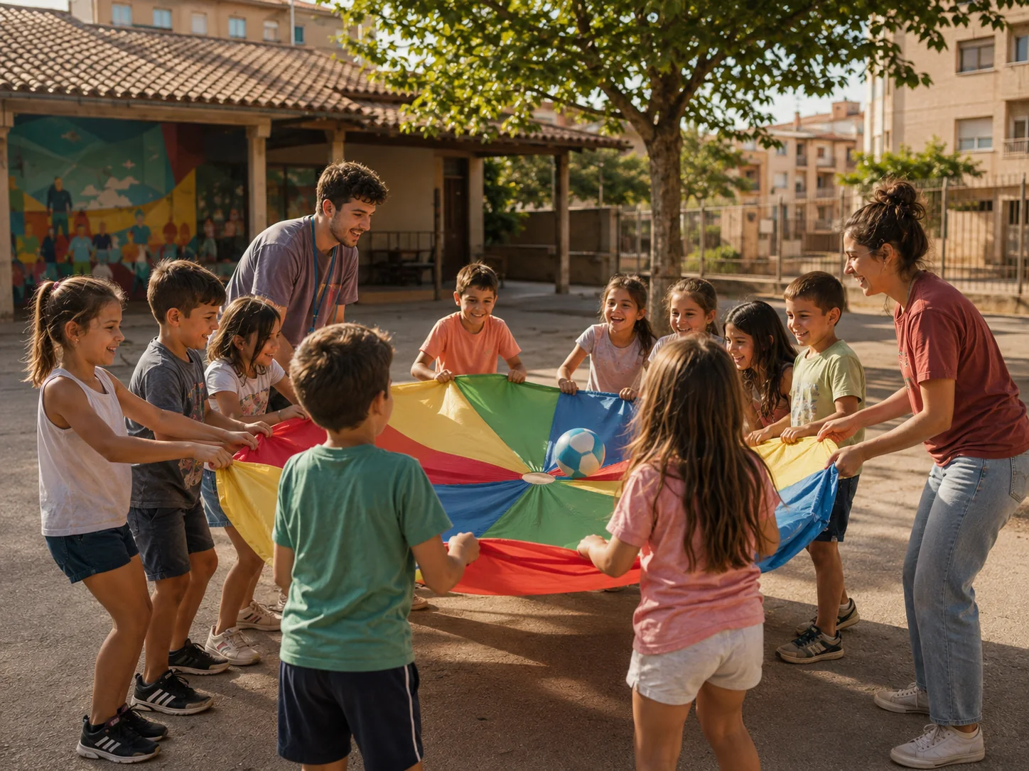 Infants gaudint d’una activitat a l’aire lliure durant l’esplai d’estiu